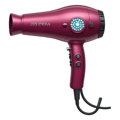 burgundy blow dryer covered in gems sticker