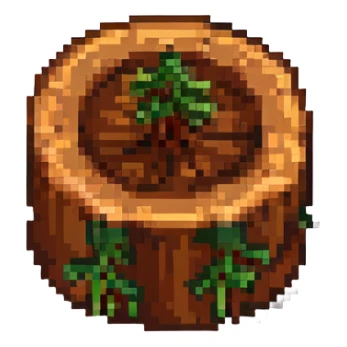 Minecraft wood log block, pixel art style, 3D isometric, brown with tree rings, simple sticker