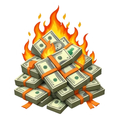 burning cash sticker