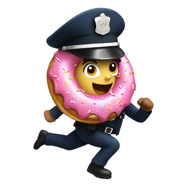 Cop running after donut  sticker