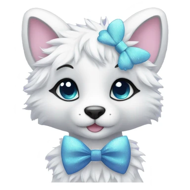 Anthro Cute Cool Pastel Kawaii gorgeous sparkly ethereal fantasy animal creature with blue eyes furry sona with flowers and bow tie beautiful aesthetic sticker