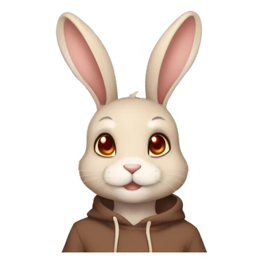 Cute, Anthro, Sona, Dark-Brown, Normal-type-Ground-type Tan-Rabbit-Fakémon with Dark-Red eyes, beige ears, beige belly, beige paws, beige feet, beige freckles, full body sticker
