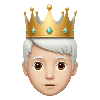 Royal latin Kid boy with wery fancy 3d crown head 3d style only face half rotate head white hair 3d face in rotate sticker