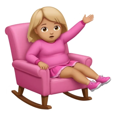 Little Girl fat but not too fat falling off chair with pink clothes on sticker