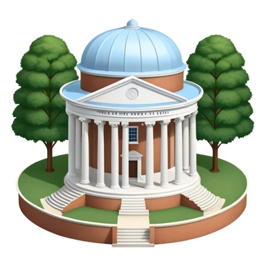 unc chapel hill old well, A detailed emoji of the UNC-Chapel Hill Old Well, featuring the iconic white neoclassical rotunda structure with eight Doric columns supporting a circular dome. The structure should be centered on a brick circular base with three steps leading up to it. Include the distinctive white balustrade around the top and the small cupola. The well should be surrounded by lush green grass and flowering dogwood trees (North Carolina's state flower) with white blossoms sticker