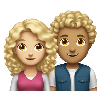 blonde girl and white guy with curly hair sticker