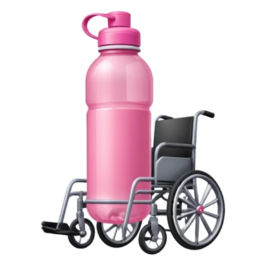 Pink water bottle sitting on a wheelchair with cars   sticker