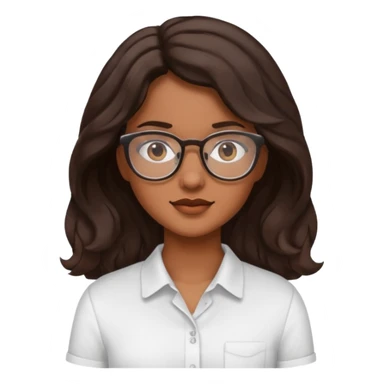 Emoji of a wavy hear dark young woman with glasses and a white shirt sticker