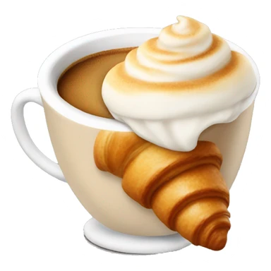 Cup of cappuccino with croissant sticker