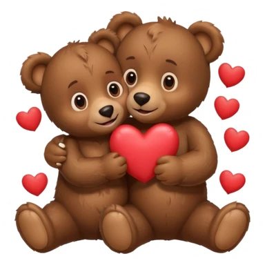 girl bear and boy bear hugging, surrounded by hearts, playful and loving, cute sticker