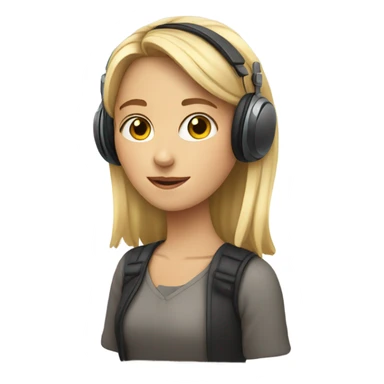 european girl with headphones sticker