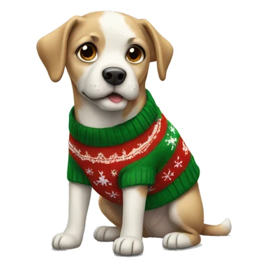 Dog wearing christmas sweater sticker