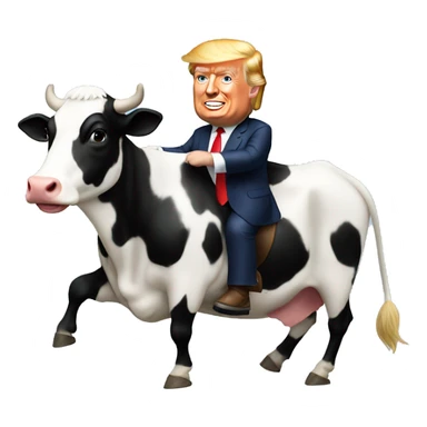 Donald trump riding a Holstein cow sticker