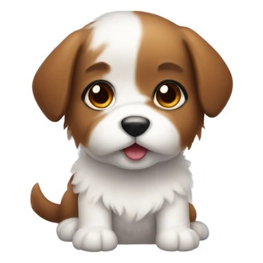 Cute puppy with brown ears and white fluffy body  sticker