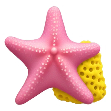 Pink Starfish and yellow sea sponge sticker