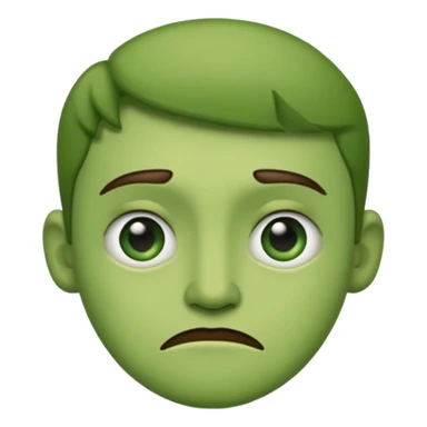 Can you make a green faced emoji giving a side eye with a frown. gelous sticker