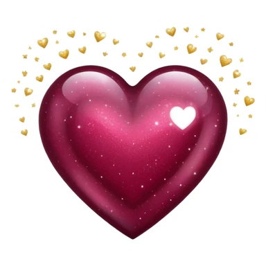 Burgundy heart sparkle inside the sticker