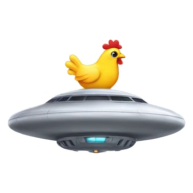 gray flying saucer with a chicken inside sticker