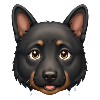 all black german shepherd face crying sticker