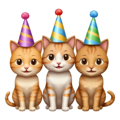  3 happy cats wearing party hats sticker