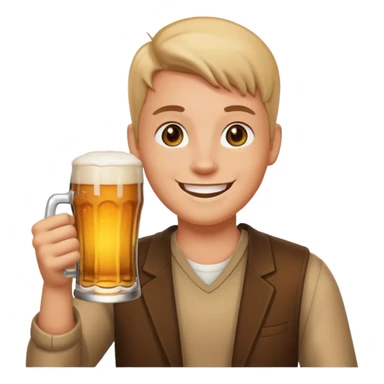Emoji con cerveza en la mano sticker