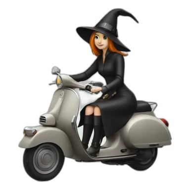 mod witch on vespa sticker