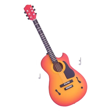 guitar with floating notes sticker