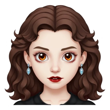 vampire teen with wavy medium brown hair and eyebrown piercing and earrings sticker