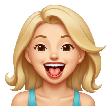 a girl shaking her tongue while laughing sticker