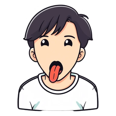 a person choking themselves with their tongue sticking out   sticker