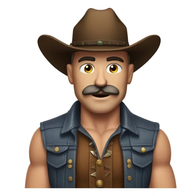 jeff bezos muscular cowboy with a mustache sticker