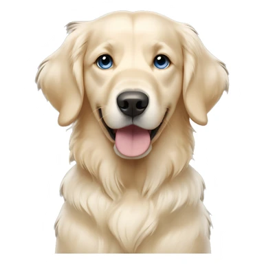 Black haired tan girl with blue eyes with an English cream golden retriever sticker