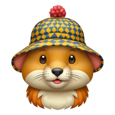 animal wearing patterned hat  sticker
