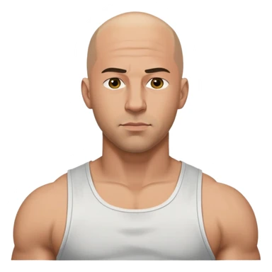 Dominic Toretto from Fast and Furious with bald head and muscle shirt sticker