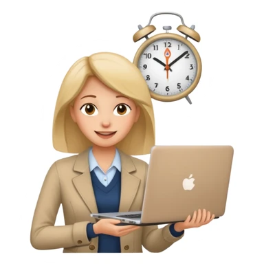 I like the 4th image. Now, make the same woman leave work with her laptop in hand. Add a clock behind her on the wall .  sticker