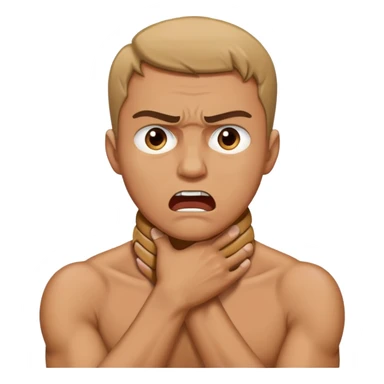 man holding neck chocking himself angrly sticker