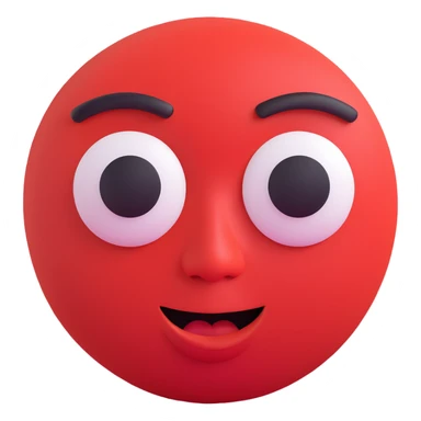 baby blue circle with jealous face, accented with red, Microsoft 3D Fluent style sticker