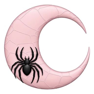 Light pink crescent moon with black spiderweb pattern sticker