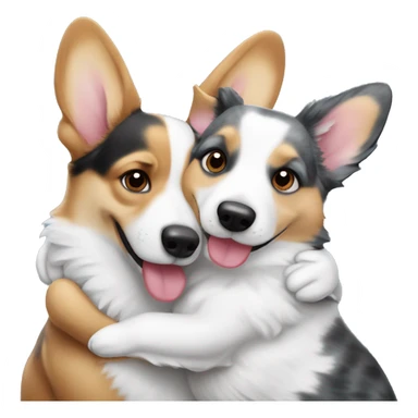 Corgi embark and blue Merle corgi hugging sticker