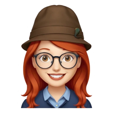hatted womanwith glasses and long red hair sticker