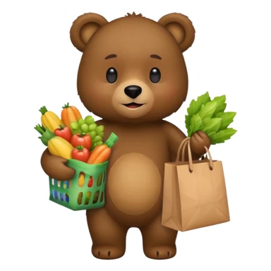 iphone bear emoji with grocery sticker