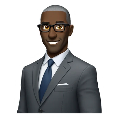 Shannon sharp with suit and glasses and buzz cut and small eyes over 50 small Gray beard sticker