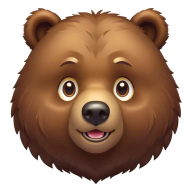 Cinematic Cute Grizzly Bear Portrait Emoji, Head tilted playfully and inquisitively, featuring a dense, rugged deep brown fur with a gentle, curious expression in round, sparkling eyes, Simplified yet irresistibly adorable features, highly detailed, glowing with a warm, friendly glow, high shine, affectionate and surprisingly gentle, stylized with a touch of wild whimsy, bright and endearing, soft glowing outline, capturing the essence of a mischievous yet loving bear, so playful it feels like it could amble out of the screen and into your arms! sticker