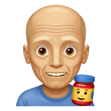 White man, barely any hair, lots and lots of wrinkles, bad yellow teeth, and peanut butter. Cerebral palsy sticker