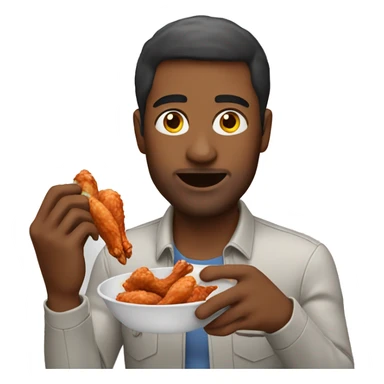 man eating chicken wings sticker