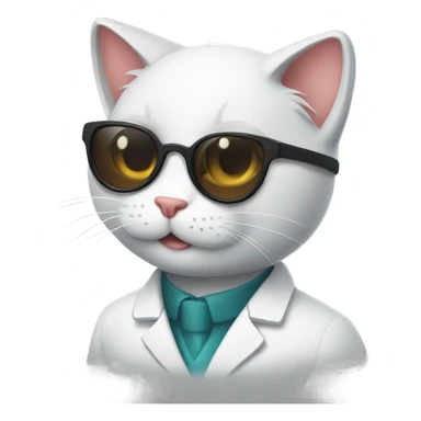 happy doctor cat wearing black sunglasses sticker