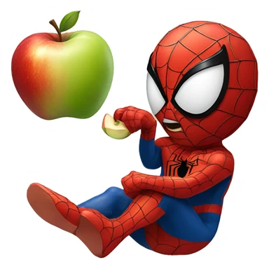 Spiderman eating an apple sticker