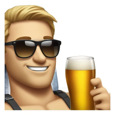 Fair skinned Man with sunglasses and a very large glass of beer sunbathing on a Spanish beach sticker