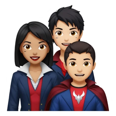 Solo poly platonic relationship, one is south African girl, one is Asian boy, one is biracial features Asian tomboy girl, vampire and marvel cosplay elements inspired. sticker