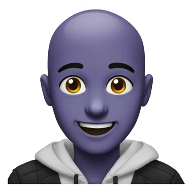 smiling bald boy in horror and black iris color sticker